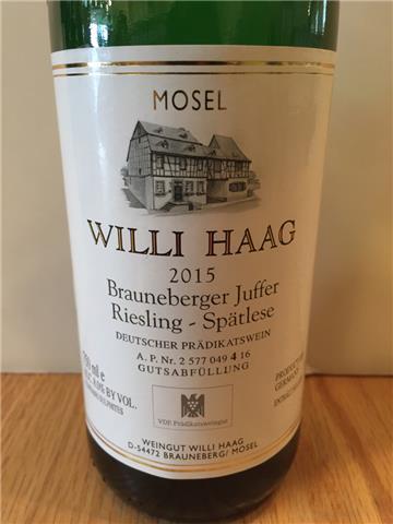 Willi Haag Brauneberger Juffer-Sonnenuhr Riesling Spätlese